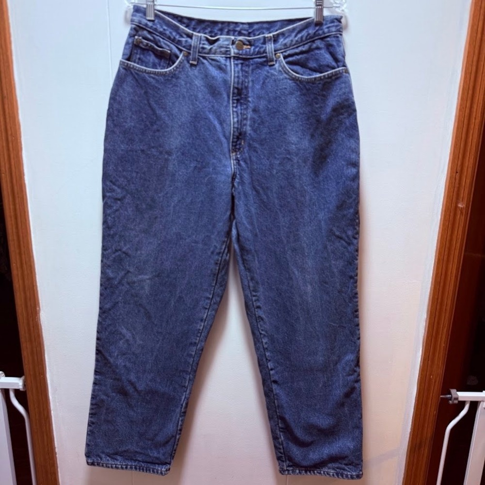 LLBean Double L Relaxed‎ Fit Flannel Lined Jeans Womens Size 14 Blue Denim